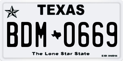 TX license plate BDM0669