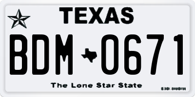 TX license plate BDM0671