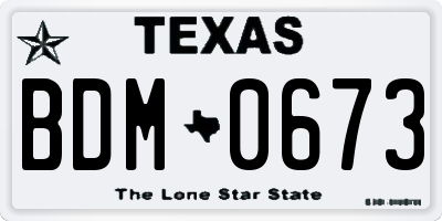 TX license plate BDM0673
