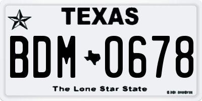 TX license plate BDM0678