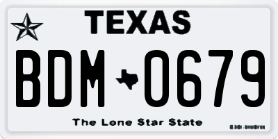 TX license plate BDM0679