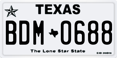 TX license plate BDM0688