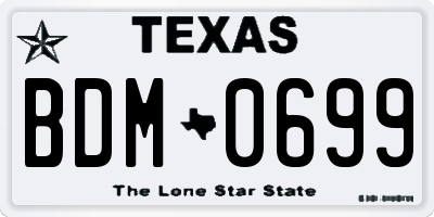 TX license plate BDM0699