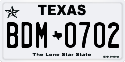 TX license plate BDM0702