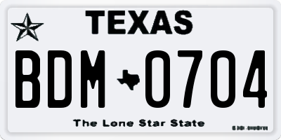 TX license plate BDM0704