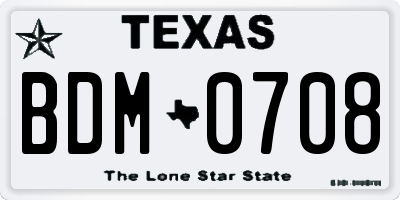 TX license plate BDM0708