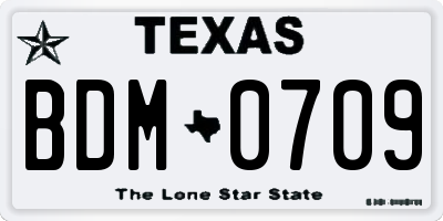 TX license plate BDM0709