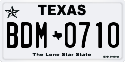 TX license plate BDM0710