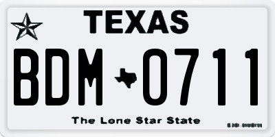 TX license plate BDM0711