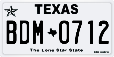 TX license plate BDM0712