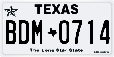 TX license plate BDM0714