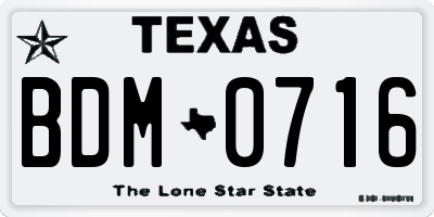 TX license plate BDM0716