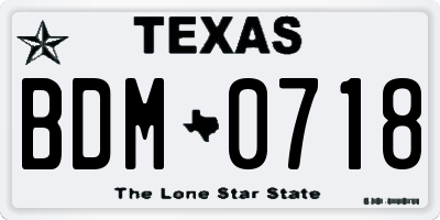 TX license plate BDM0718