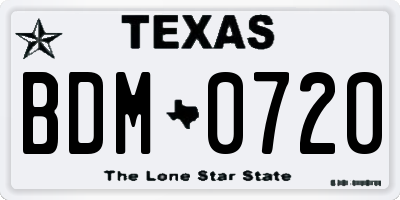 TX license plate BDM0720