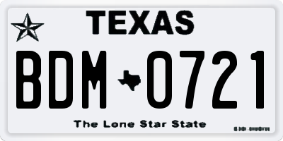 TX license plate BDM0721
