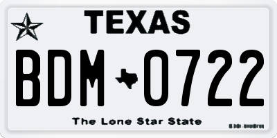 TX license plate BDM0722