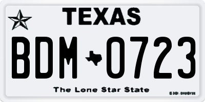 TX license plate BDM0723