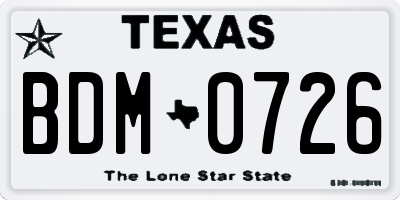 TX license plate BDM0726