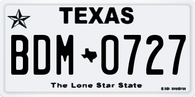 TX license plate BDM0727