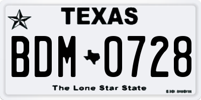 TX license plate BDM0728