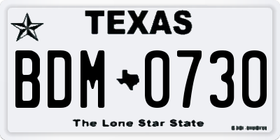 TX license plate BDM0730