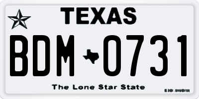 TX license plate BDM0731