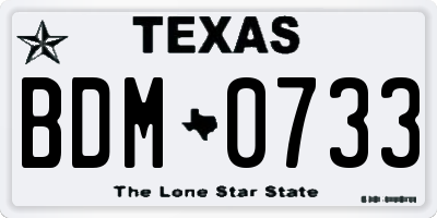 TX license plate BDM0733