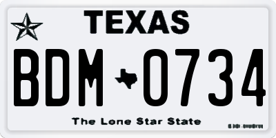 TX license plate BDM0734