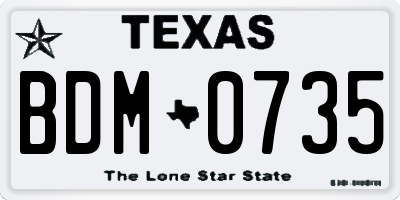 TX license plate BDM0735