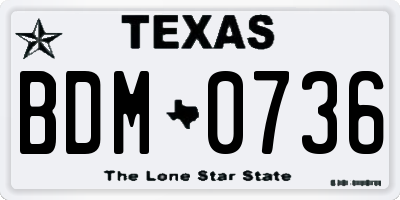 TX license plate BDM0736