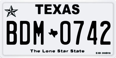 TX license plate BDM0742