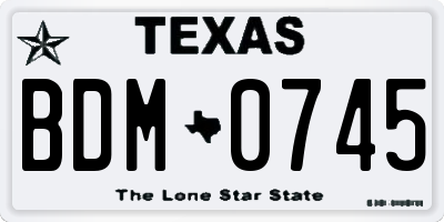 TX license plate BDM0745