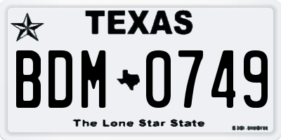 TX license plate BDM0749