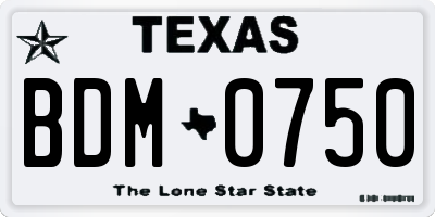 TX license plate BDM0750