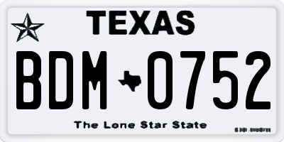 TX license plate BDM0752