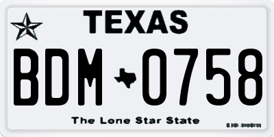 TX license plate BDM0758