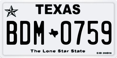 TX license plate BDM0759