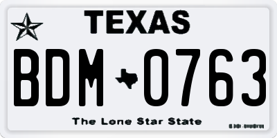 TX license plate BDM0763