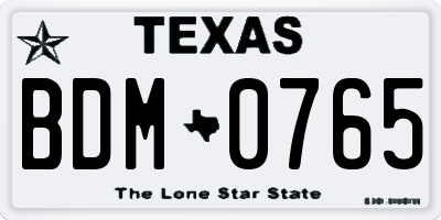 TX license plate BDM0765