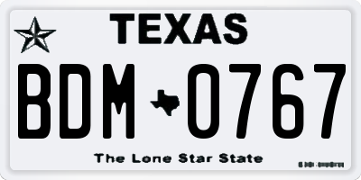 TX license plate BDM0767