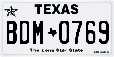 TX license plate BDM0769