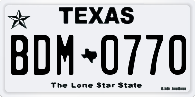 TX license plate BDM0770