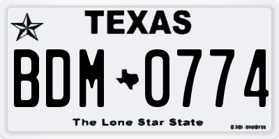 TX license plate BDM0774