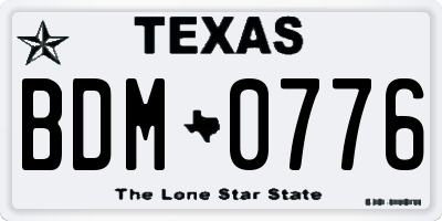 TX license plate BDM0776
