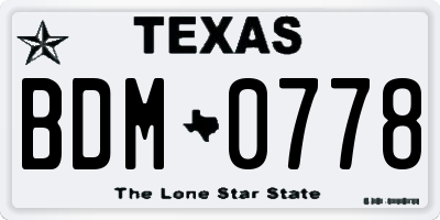 TX license plate BDM0778