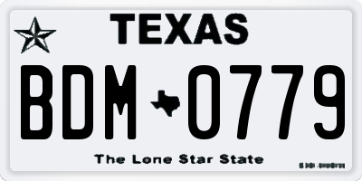 TX license plate BDM0779