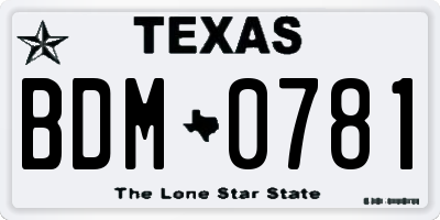 TX license plate BDM0781