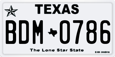 TX license plate BDM0786