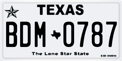 TX license plate BDM0787