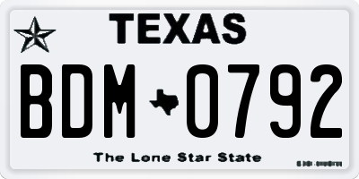 TX license plate BDM0792